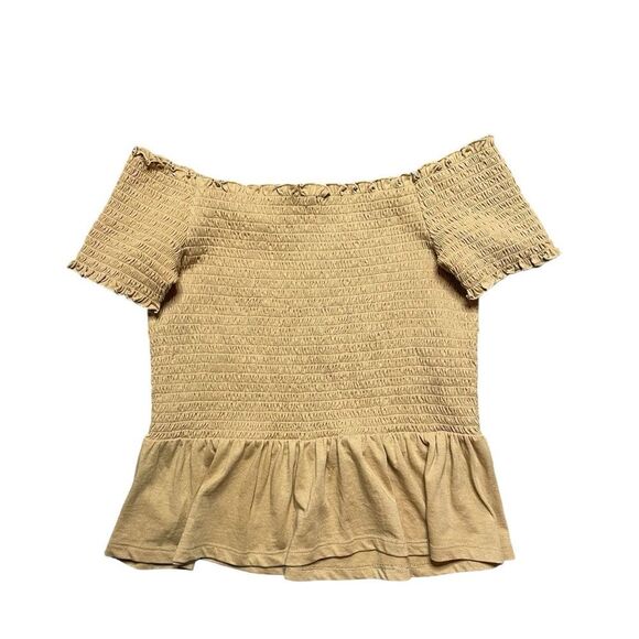 American Eagle Smocked Off-Shoulder Top Top Yellow Size Medium - Picture 2 of 5